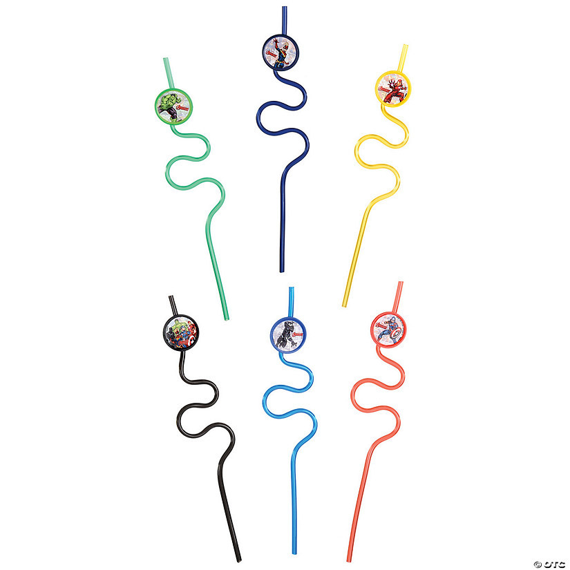 14 3/4" x 5 1/2" Marvel’s Avengers™ Plastic Silly Straw Set - 12 Pc. | Oriental Trading Company