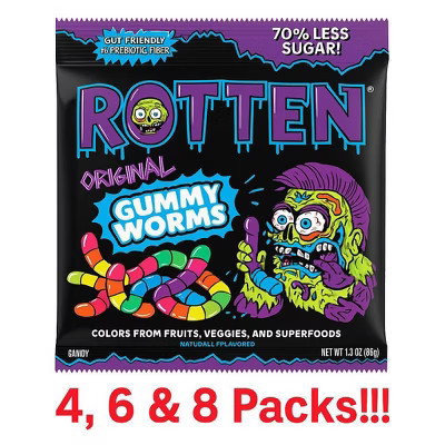 Rotten Original Gummy Worms 1.8 oz Single Bag | Low Sugar • Gut‑Friendly Prebiotic Fiber • Naturally Colored - 6 Pack | Target