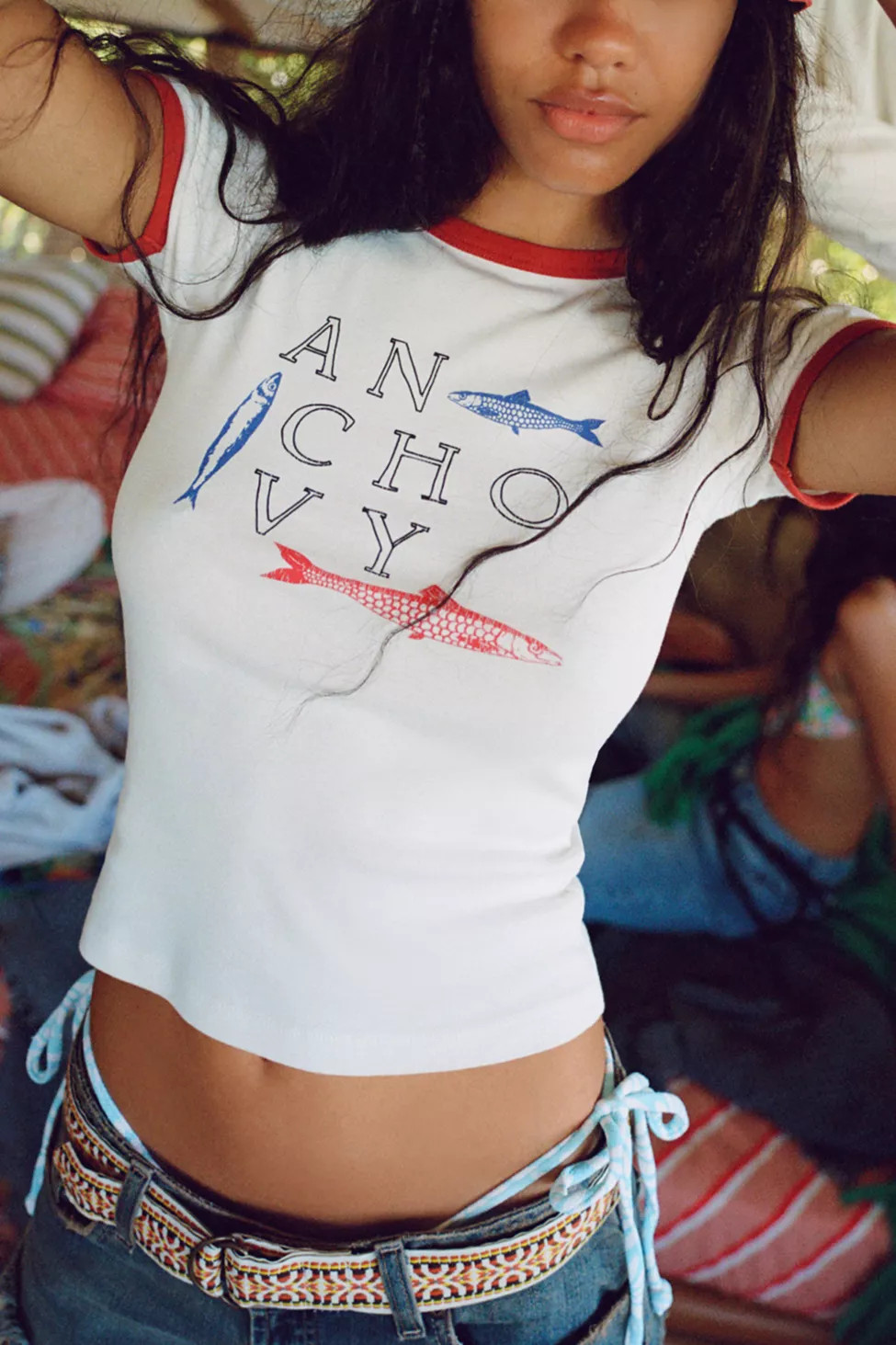 Anchovy Graphic Fitted Ringer Baby Tee | Urban Outfitters (US and RoW)