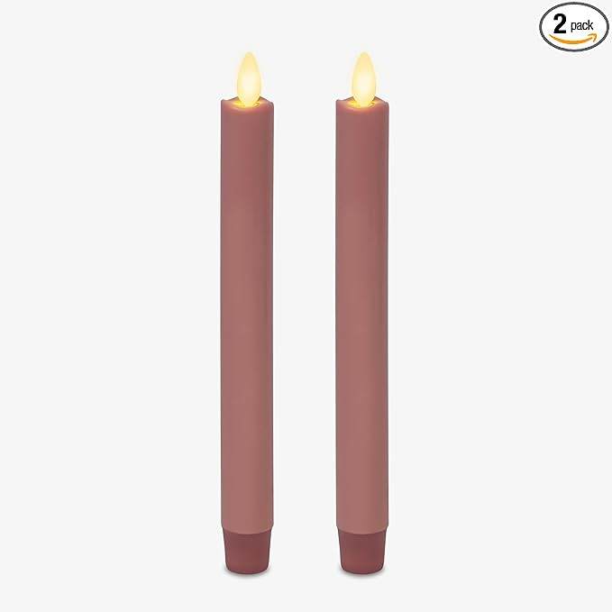Luminara - Flameless Battery Operated Taper Candle - Rose Tan - Pack of 2-1x9.75 - LED Flickering... | Amazon (US)