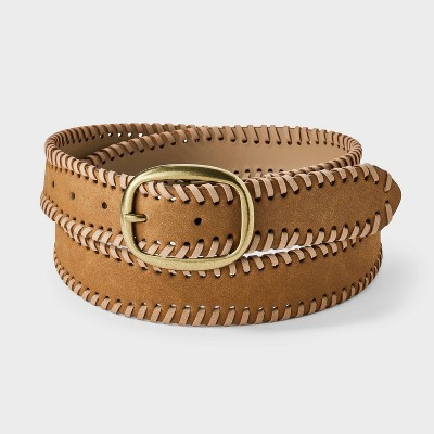 Whipstitch Edge Belt - Universal Thread™ Brown XL/XXL | Target