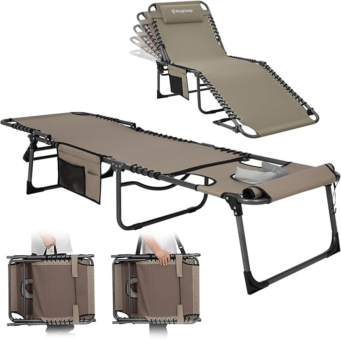 KingCamp Tanning Chair with Face Hole, Lounge Chairs Outdoor Folding Comfy Adjustable 5-Position ... | Amazon (US)