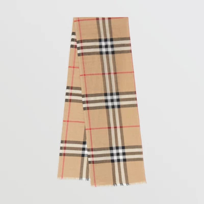 Lightweight Check Wool Silk Scarf in Archive Beige | Burberry United States | Burberry (US)