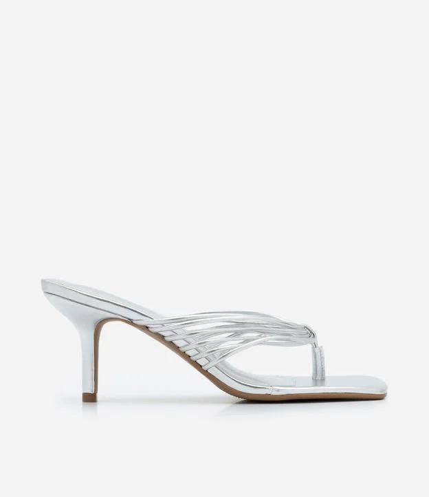 Sandália Mule Multi Tiras com Salto Fino Prata - Lojas Renner | Renner (BR)