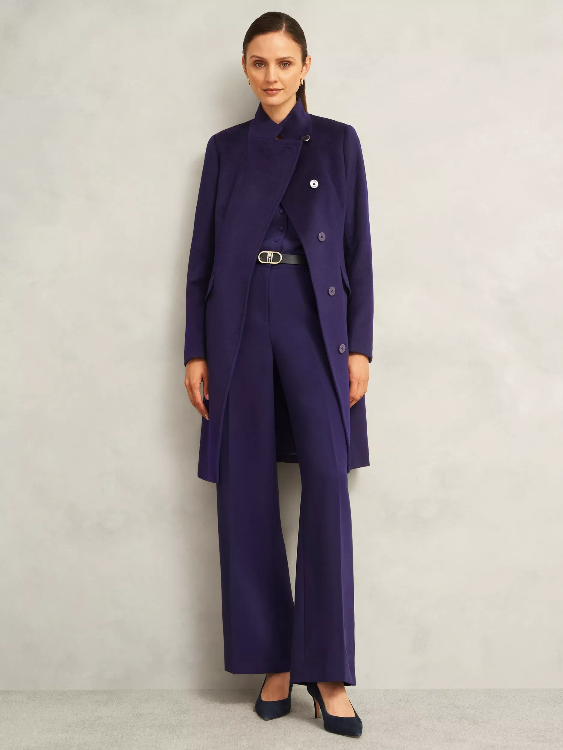 Hobbs Taylor Wool Coat, Dark Purple | John Lewis (UK)