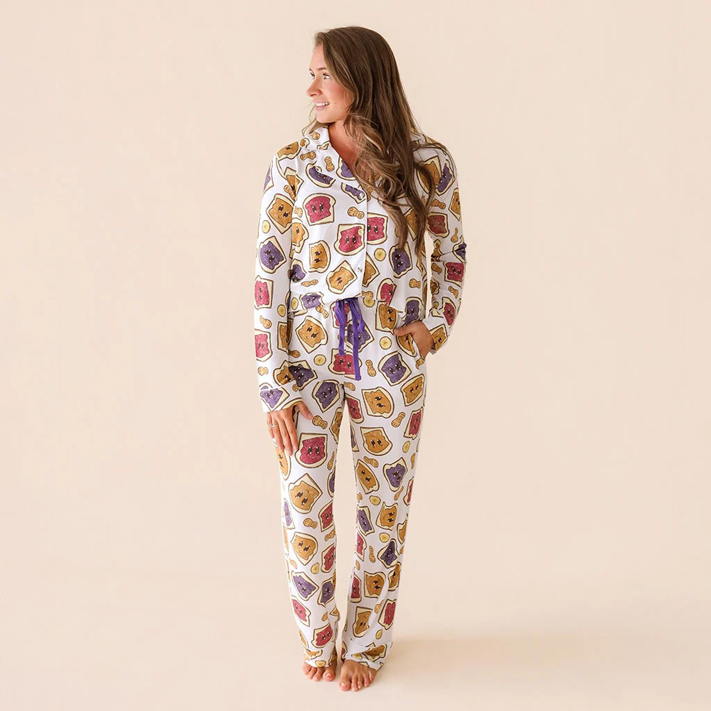 PB&J White Luxe Womens Pajamas | Peanut Butter Jelly Time | Posh Peanut