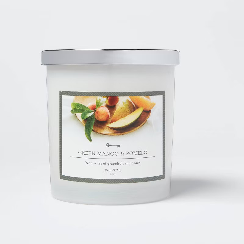 Lidded Milky Glass Jar Green Mango Pomelo Candle - Threshold™ | Target