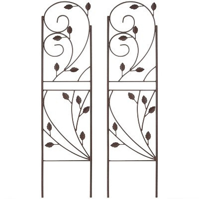 Sunnydaze Metal Wire Rustic Plant Design Garden Trellis for Outdoor Climbing Flowers and Vines - 32" H - Brown - 2-Pack | Target