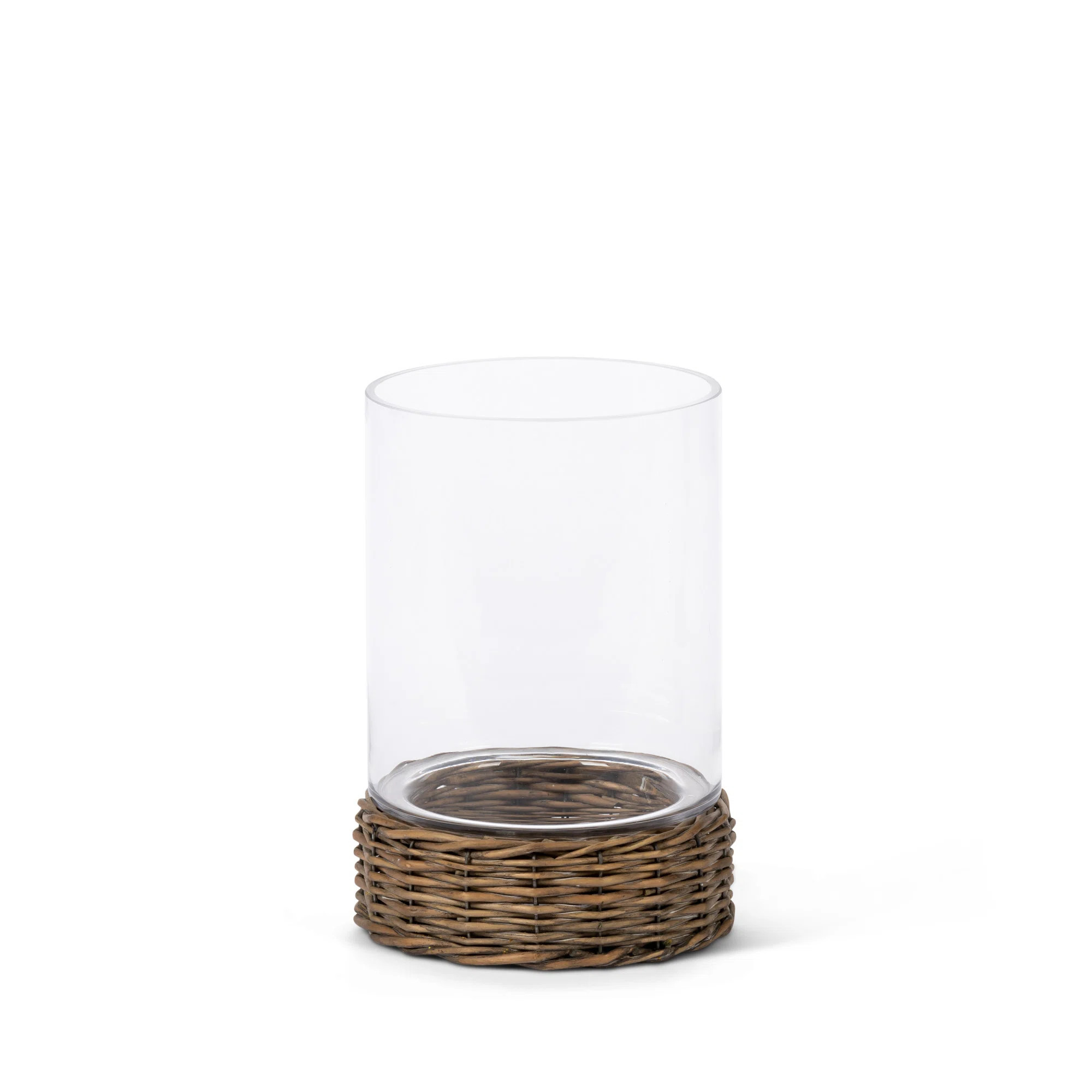Materials: Glass And Rattan Tabletop Hurricane | Wayfair North America