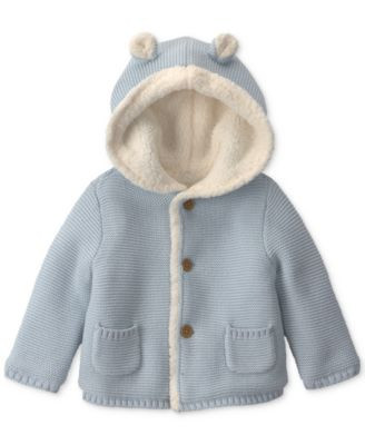 Carter's Baby Boys' and Girls' Bear Sweater Knit Hooded Jacket - Gray | Macy's