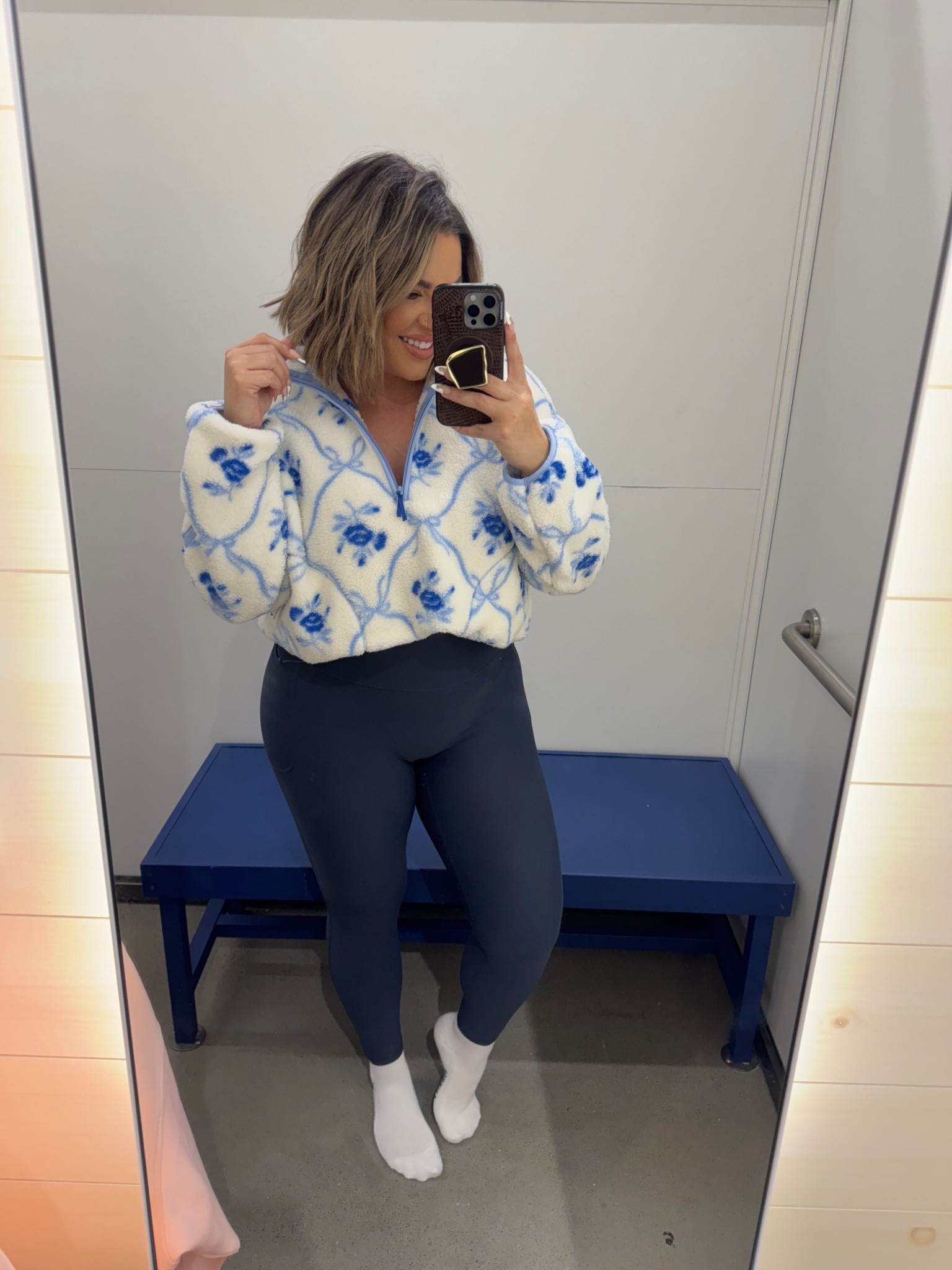 Bra top XL 
Sweater L
Leggings L ( run a little snug maybe size up if between sizes ) 
#oldnavy #activewear 

#LTKfitnessgoals #LTKSaleAlert #LTKActive