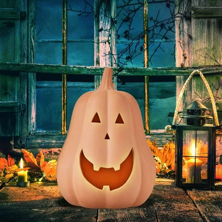 Fall Halloween Decorations Handmade Clay Pumpkin Jack O'Lantern - Tall Terracotta Pumpkin for Indoor Outdoor, Porch, Table, Farmhouse Autumn Festival Home Decor | Walmart (US)