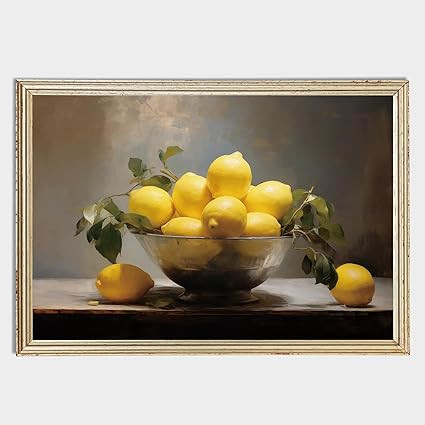 Vintage Lemon Wall Art French Country Still Life Print Canvas Painting Yellow Fruit Pictures Artw... | Amazon (US)