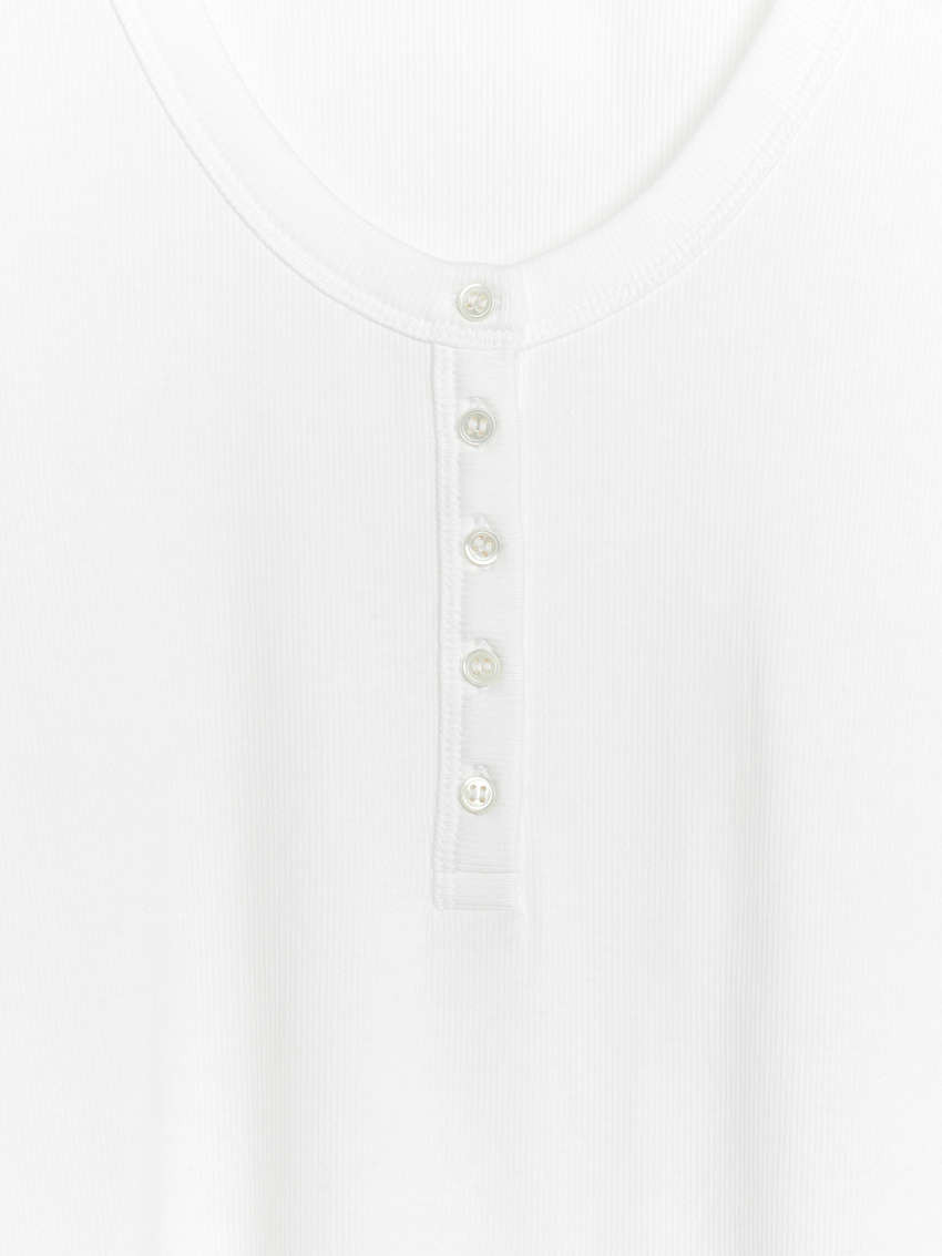 Ribbed Boat Neck Top - White - ARKET BE | ARKET (EU)