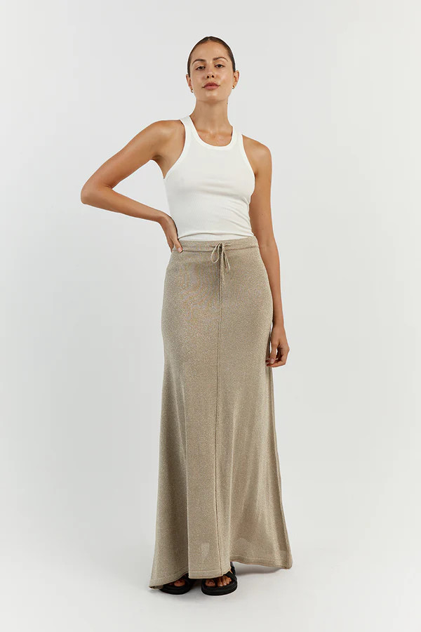 NICO GOLD MIDI SKIRT | DISSH