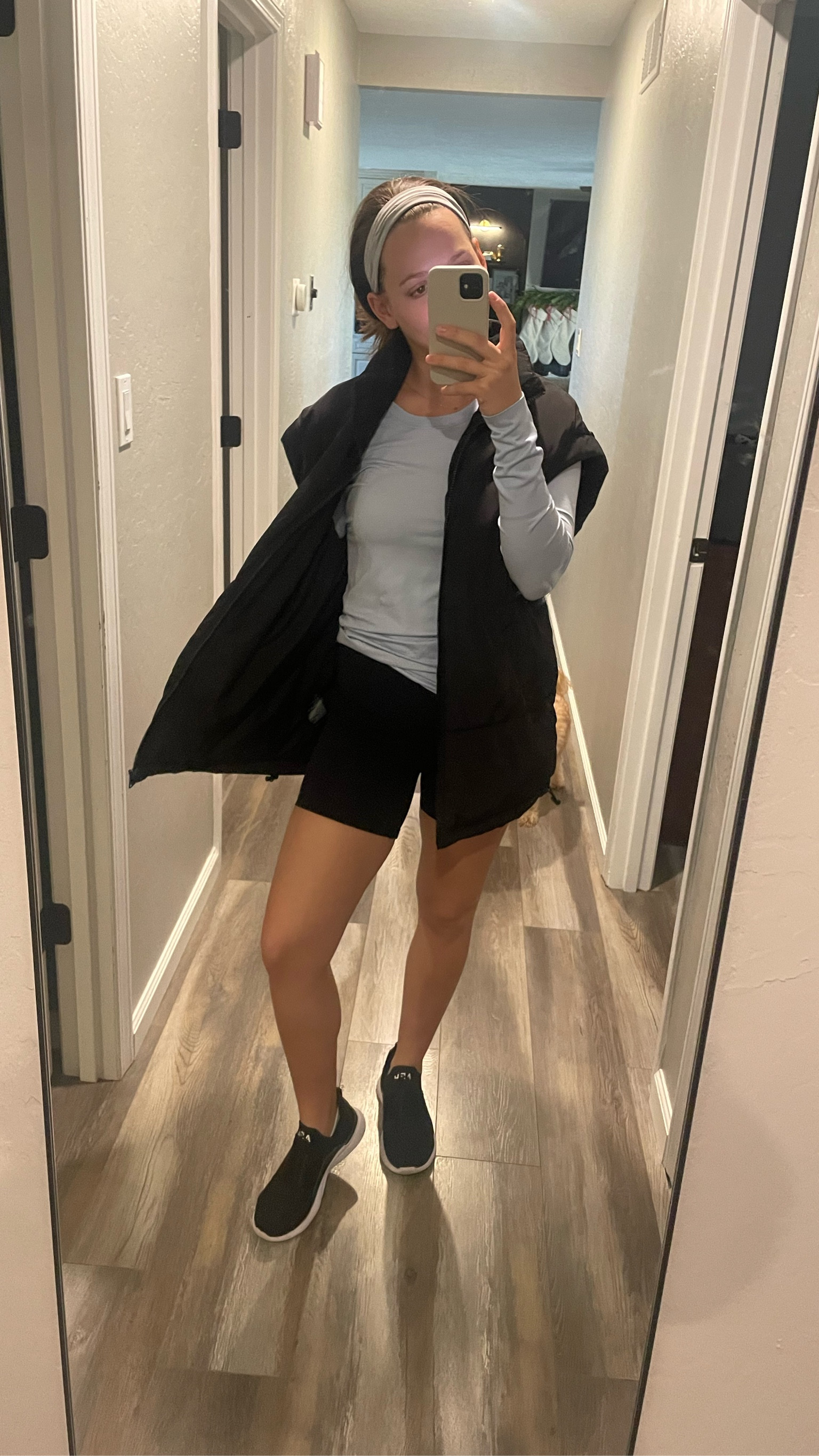 Looooove a vest when it’s colder! Easy to throw over your gym fit. 

Size 6 swiftly (these fit me through my entire pregnancy 🙌🏼) 
Size 4 align bikers
TTS APL
Xs FP vest or small Amazon vest

#LTKfitness #LTKbump #LTKSeasonal