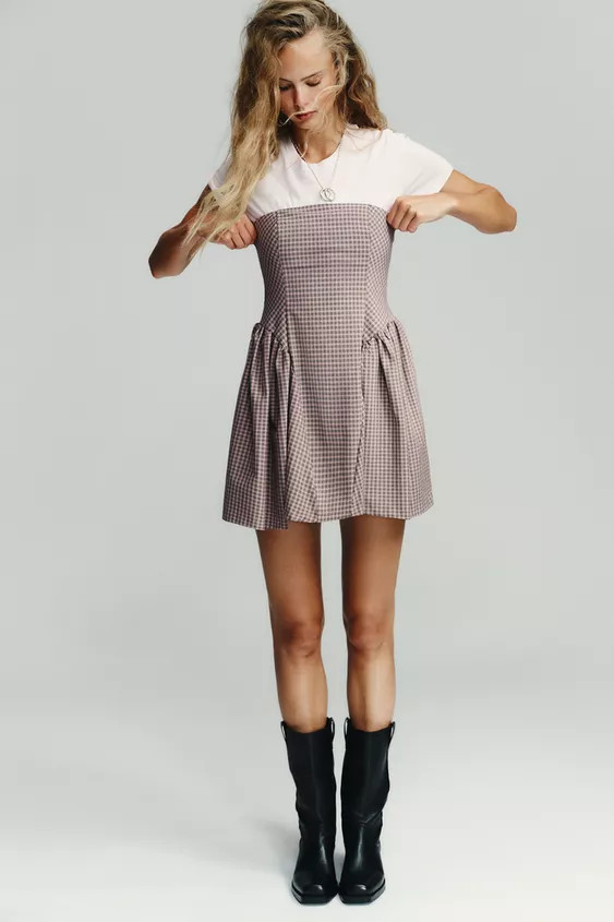 GINGHAM BUSTIER MINI DRESS | Zara Canada