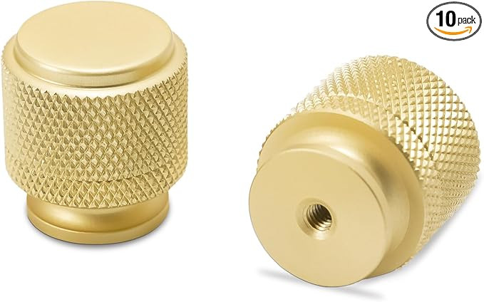 COTYKILEY 10 Pack Brushed Brass Kitchen Cabinet Knobs Gold Knurled Drawer Pulls Drawer Knobs Dres... | Amazon (US)