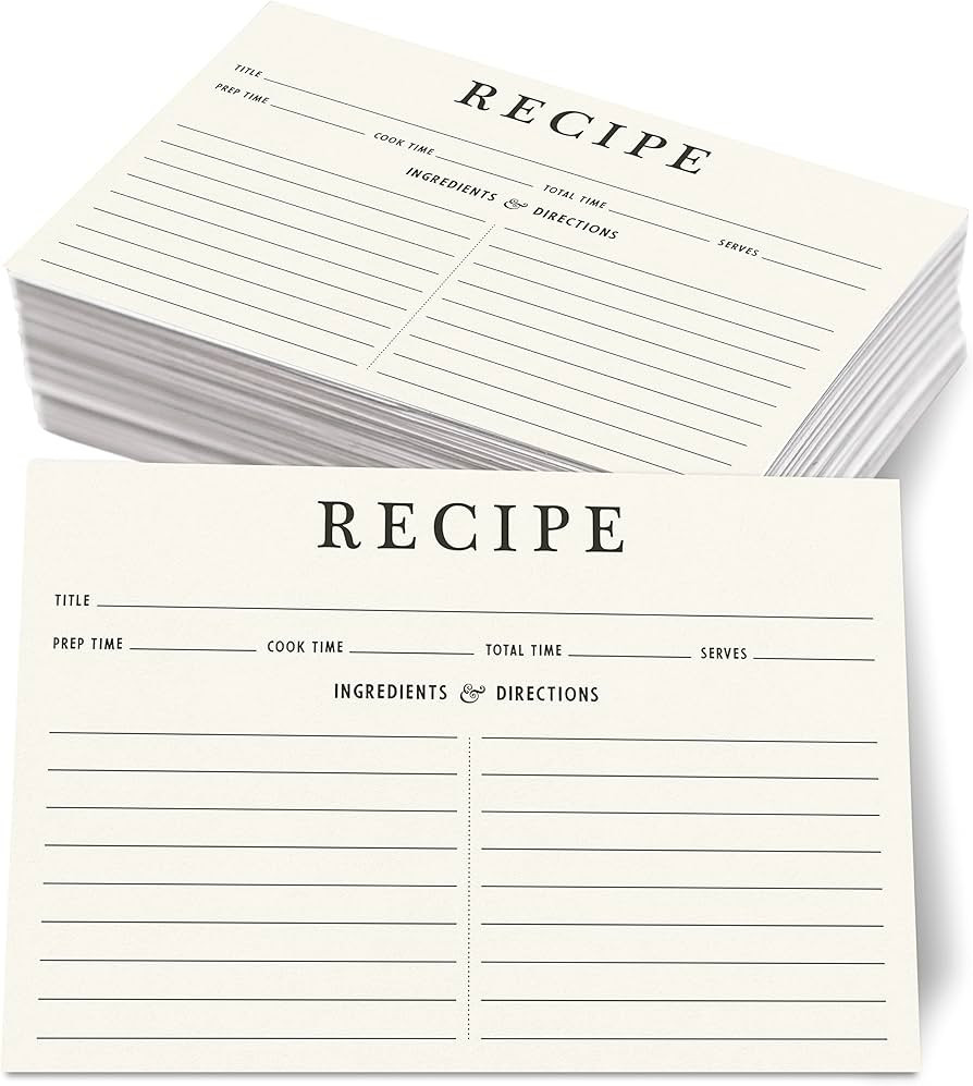 Neatz Classic Recipe Cards 4x6 Inches, 50 count, Double Sided. Thick Card Stock. Perfect for Reci... | Amazon (US)