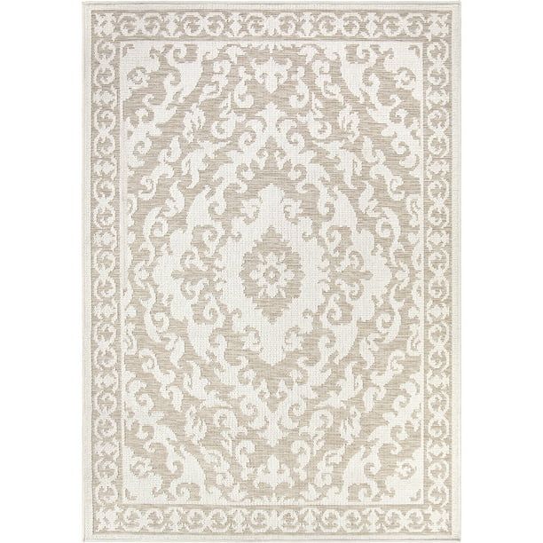 My Texas House Belford, Reversible, Indoor/Outdoor Woven Area Rug, Beige, 5'2" x 7'6" | Walmart (US)