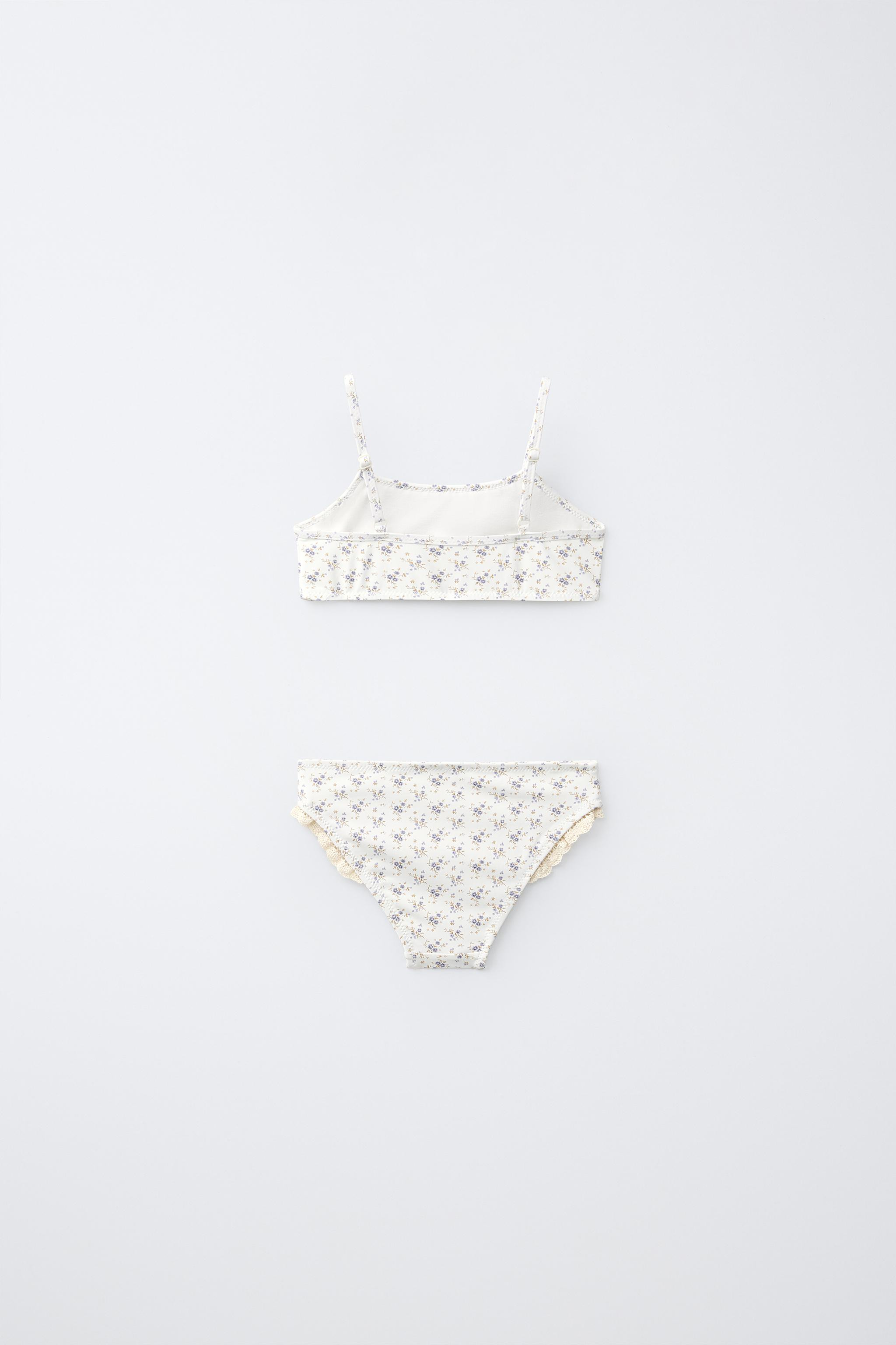 6-14 YRS / FLORAL BIKINI WITH LACE TRIM | Zara UK