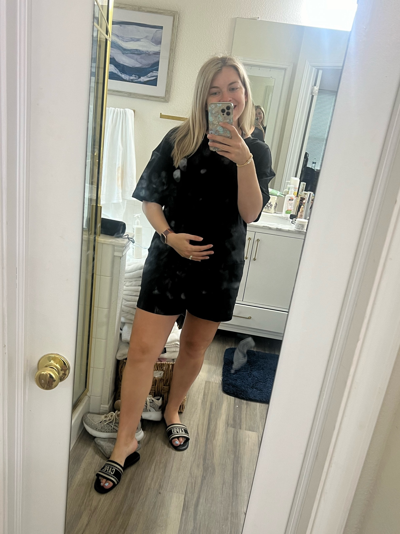 30 weeks pregnant comfy outfit! This is the Amazon dupe for the hot shot romper - so comfy and perfect for a growing bump! 

Amazon finds 
Free people dupe 
Casual outfits 

#LTKstyletip #LTKbump #LTKfindsunder50