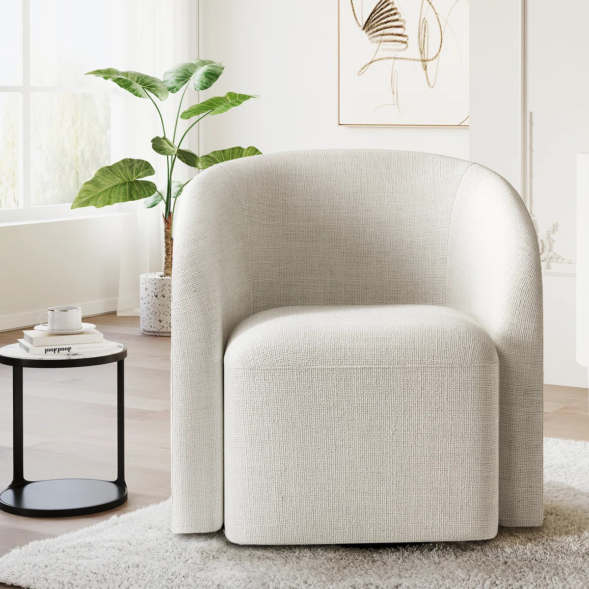29" Wide Upholstered Swivel Barrel Chair - 360° Rotation, No Assembly Required | Wayfair North America