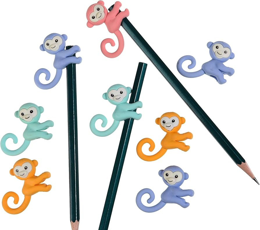 32 Pcs Pencil Eraser Toppers for Kids, 3D Cute Monkey Pencil Top Erasers Cap Erasers | Amazon (US)