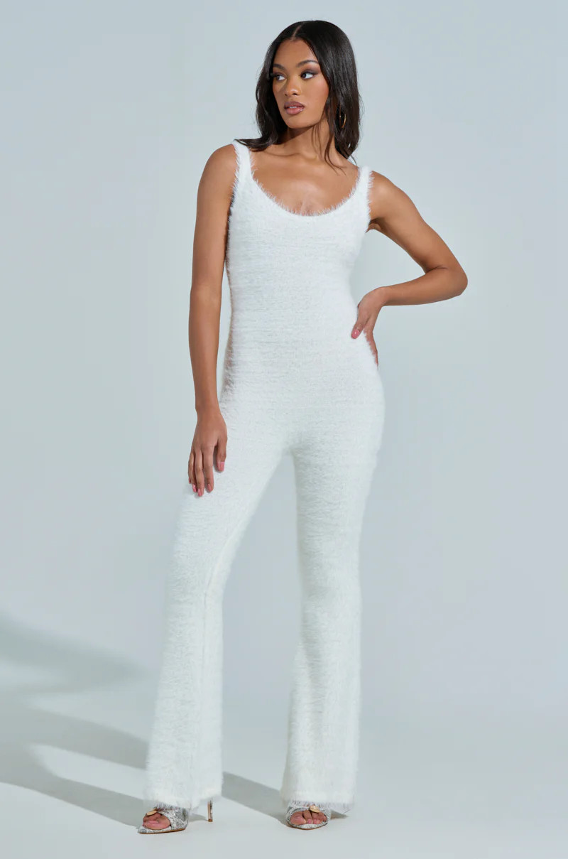 STAYING IN FUZZY KNIT JUMPSUIT | AKIRA