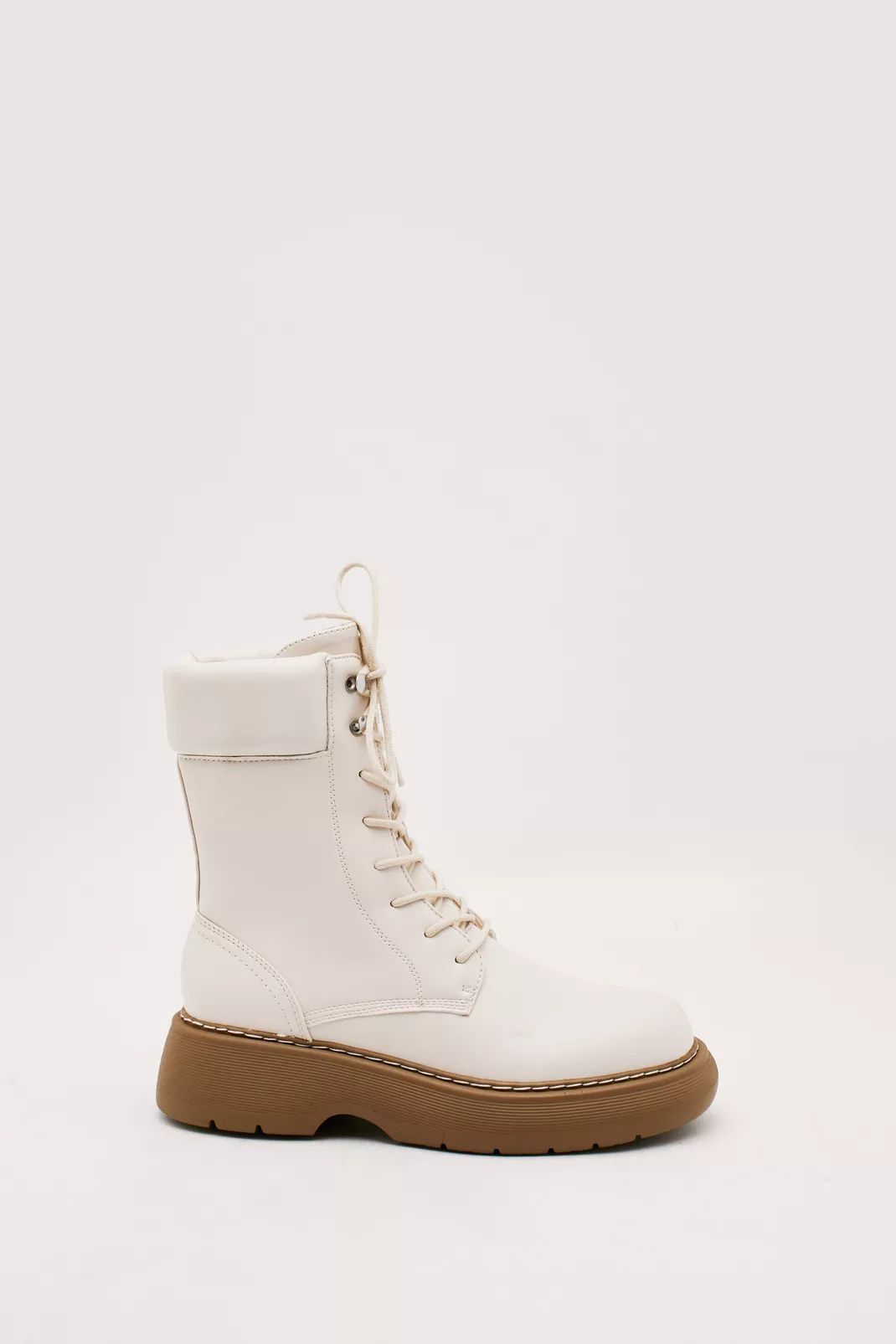 Faux Leather High Lace Up Biker Boots | NastyGal (FR)