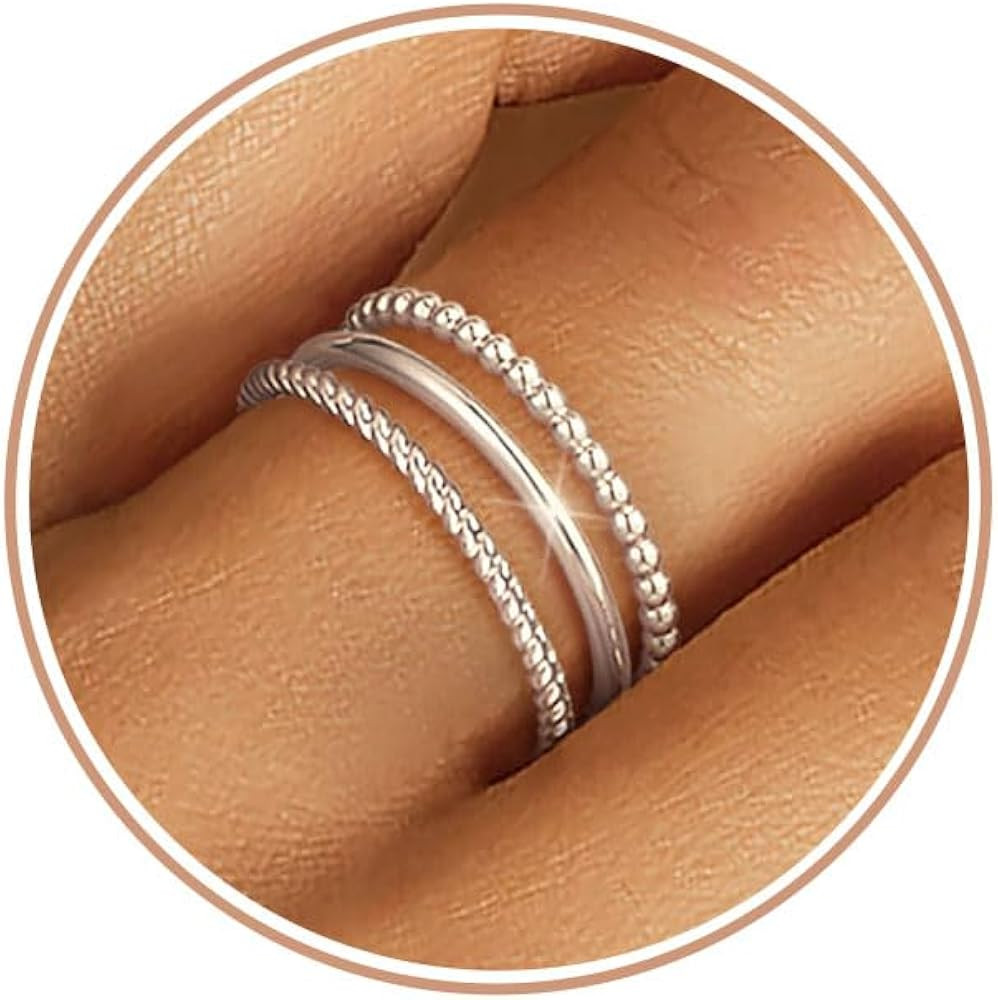 Gold Silver Rings for Women Non Tarnish Stackable 1.3mm Thin Gold Ring 14K Gold Plated Dainty Rin... | Amazon (US)