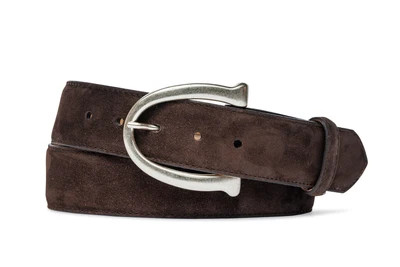 w.kleinberg Nubuck Suede Belt with Antique Silver Buckle - Silver / XS - 30" / 1-3/8" | Shop.app