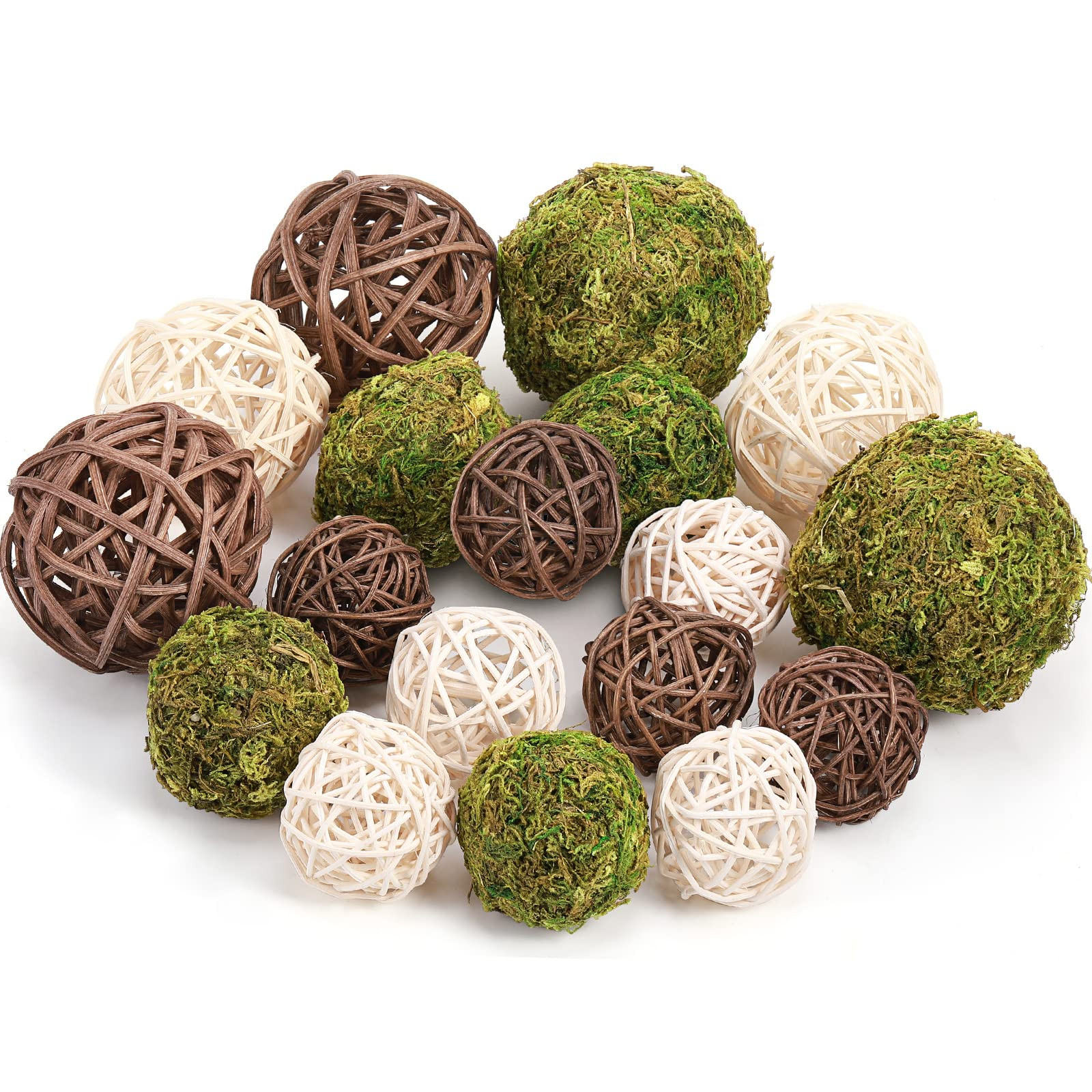 Jetec 18 Pcs Decorative Balls for Centerpiece Bowls Green Moss Balls Wicker Rattan Cord Decorativ... | Amazon (US)