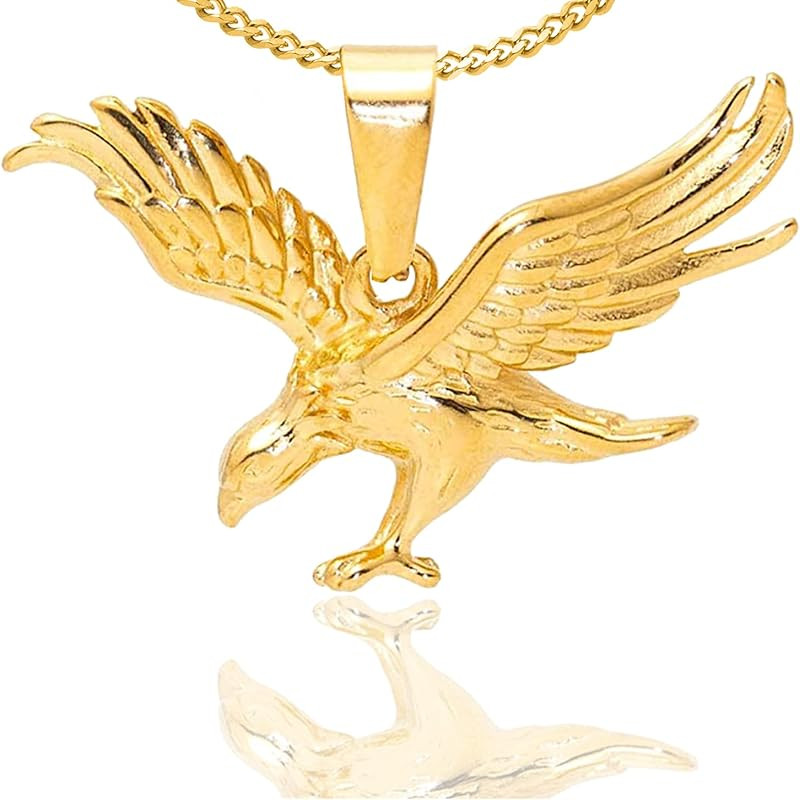 Nsitbbuery Hip Hop 18K Gold Plated Stainless Steel Animal Eagle Pendant Necklace | Amazon (US)