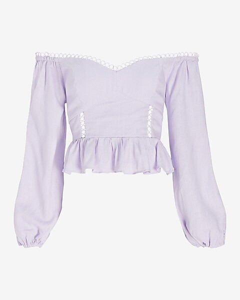 Off The Shoulder Corset Peplum Top | Express