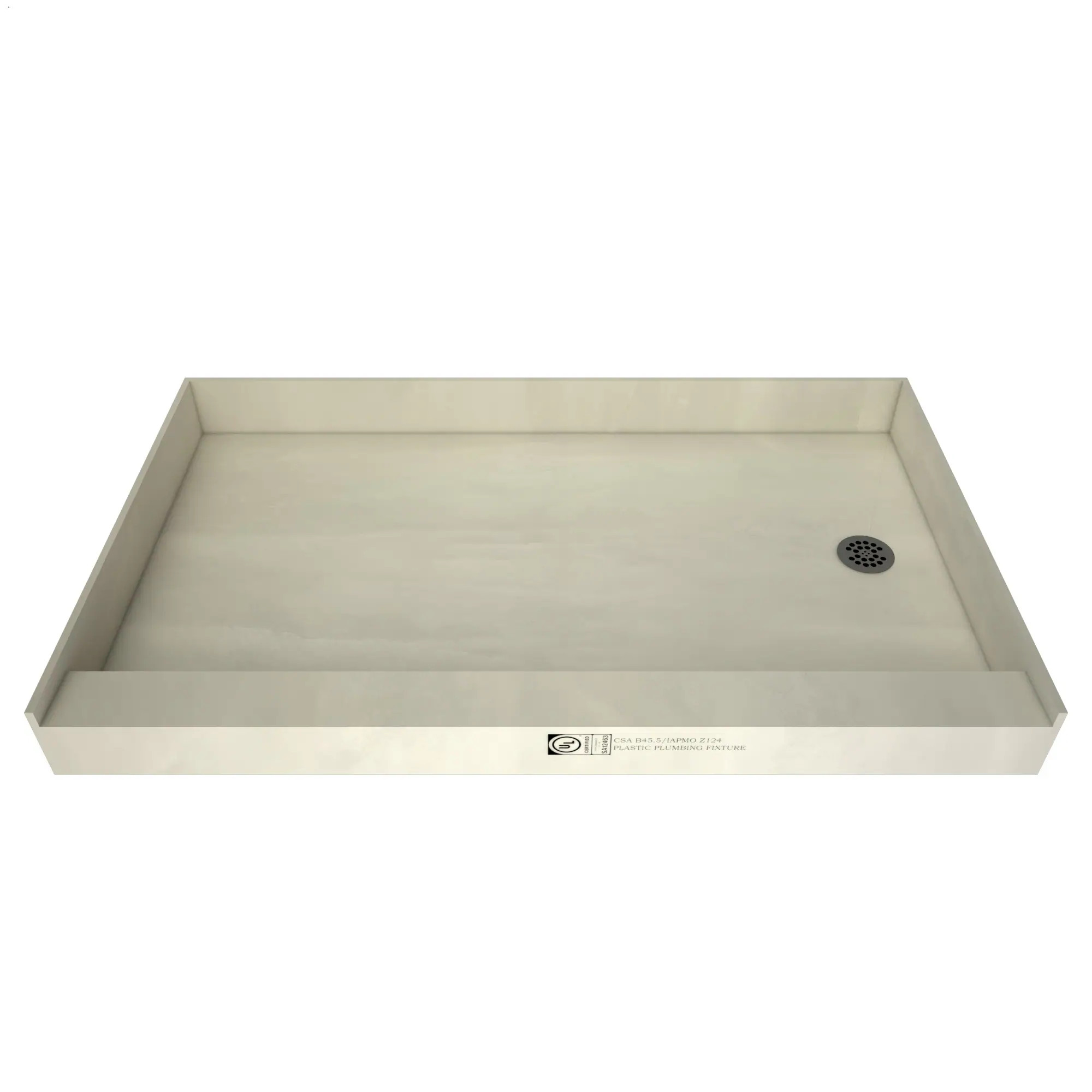 Tile Redi 30-in W x 60-in L Right Brushed Nickel Single Threshold Rectangle Shower Pan Base with 4.5-in H Threshold Large | 3060R-PVC-BN | Lowe's
