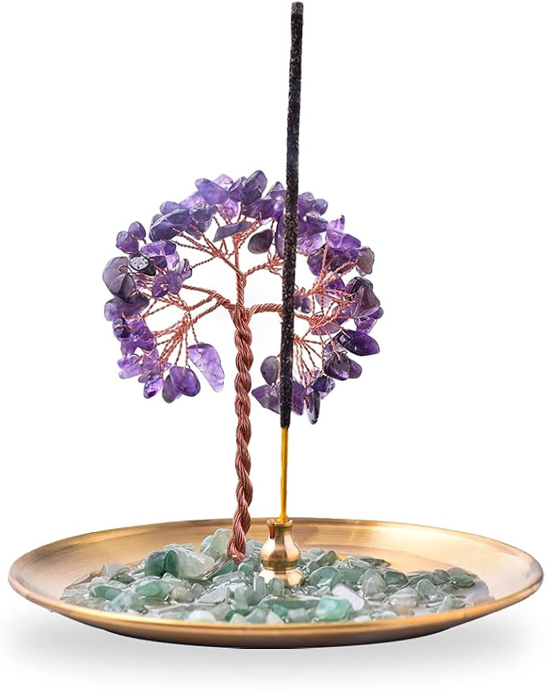 Incense Holder for Sticks, Healing Crystal Stone Money Tree Incense Burner, Ash Catcher for Yoga, Meditation and Home Decor | Amazon (US)