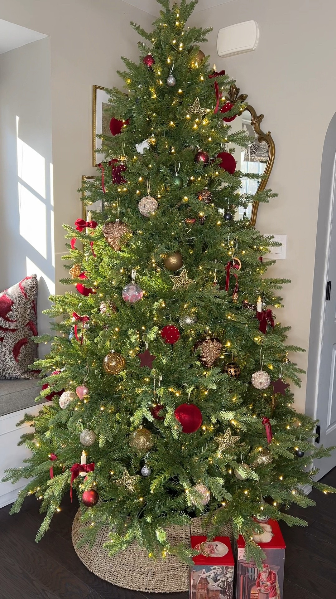 Christmas Tree Decorating 

Woven tree collar, Christmas tree, artificial prelit tree, ornaments, gold mirror.

#LTKSeasonal #LTKHome #LTKHoliday