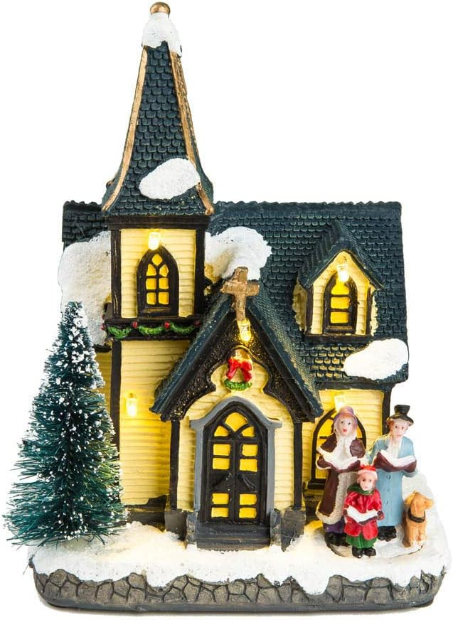 innodept12 Christmas Church Light House Snow Village with Figurines Choirs | Amazon (US)