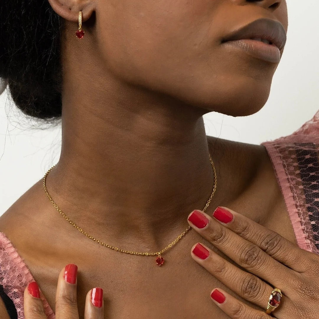 Heart Necklace by Babeina Tiny Heart Choker Ruby Heart - Etsy | Etsy (US)