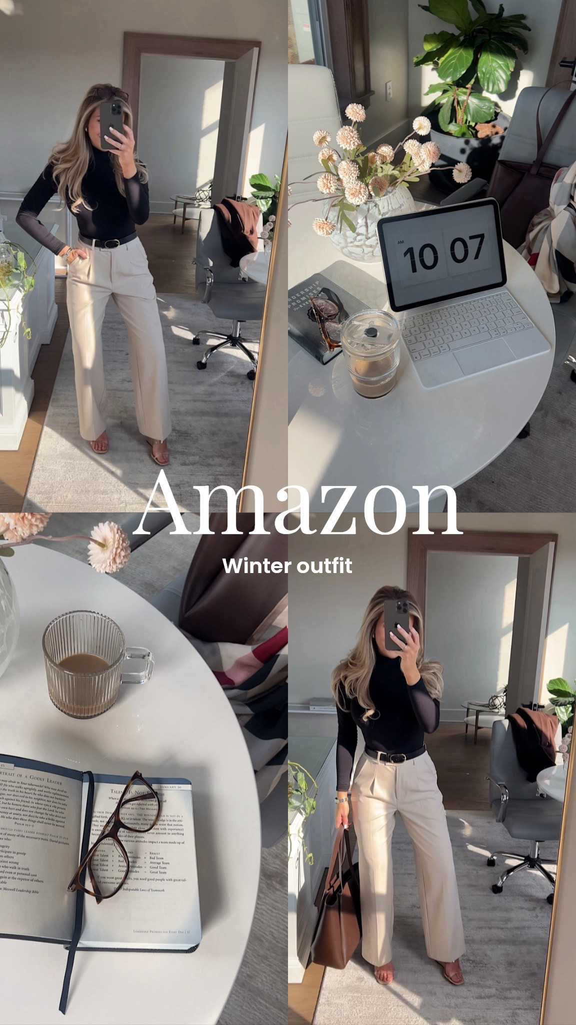 Cute business casual outfit for winter all from AMAZON! woo hoo! Love finding affordable work outfits that can be worn either other pieces! 

Wearing size XS in pants! 

#LTKWorkwear #LTKootd