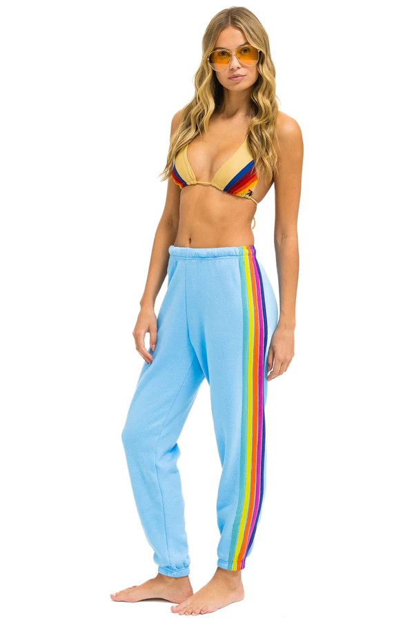 5 STRIPE SWEATPANTS - SKY // RAINBOW | Aviator Nation