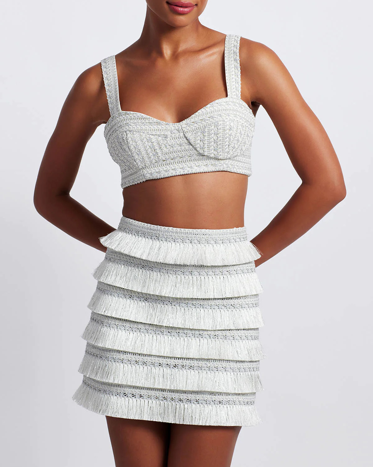 Metallic Fringe Mini Skirt | PatBO