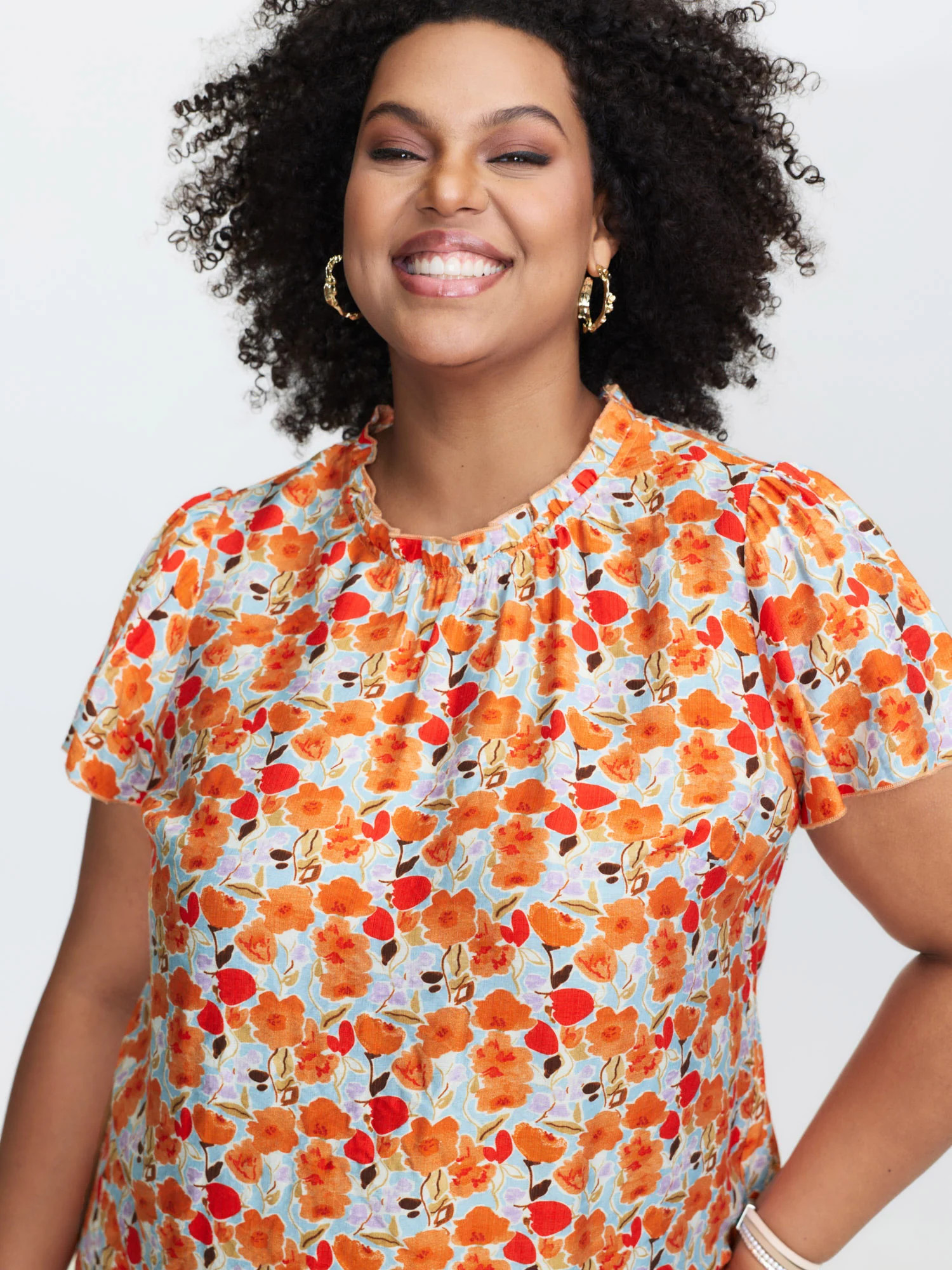 In Full Bloom Mock Neck Shirt | Bloomchic