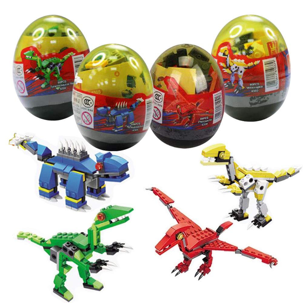 Anditoy 4 Pack Dinosaur Building Blocks Toys in Jumbo Eggs for Kids Boys Girls Easter Basket Stuf... | Amazon (US)