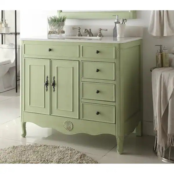 38" Benton Collection Fayetteville Distressed Green Bath Vanity | Bed Bath & Beyond