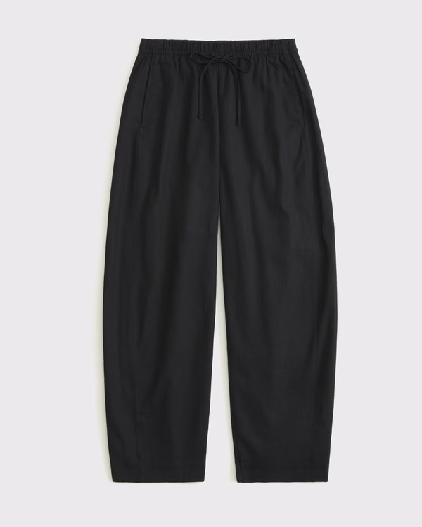 Linen-Blend Barrel Pull-On Pant | Abercrombie & Fitch (US)