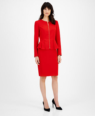 Tahari ASL Zipper Jacket Skirt Suit Set - Macy's | Macy's