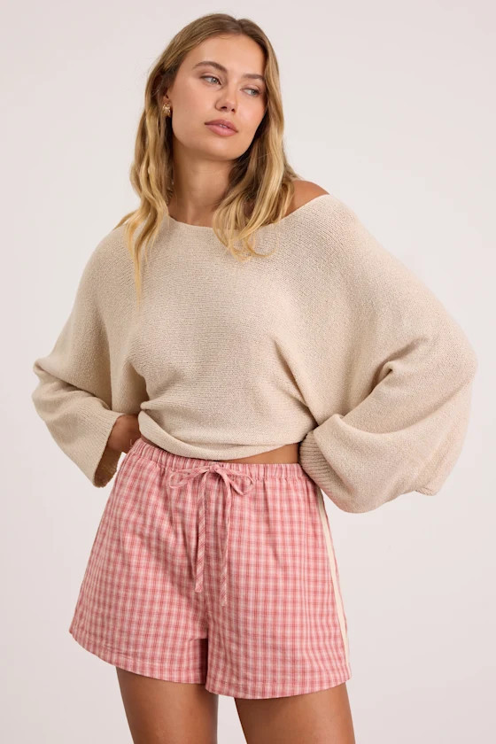 Kirra Pink Gingham Drawstring Shorts | Lulus
