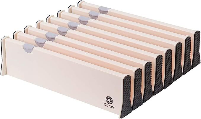 Qozary 8 Pack Adjustable Drawer Dividers Organizer Separators Expandable from 14.8-21.6", Plastic... | Amazon (US)